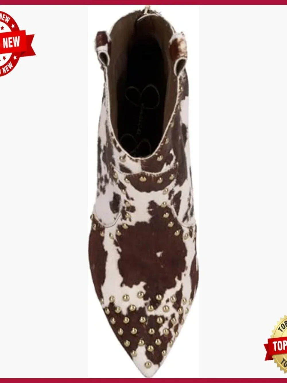 Leather Western Stiletto Booties with Stud Detail, Pointed Toe